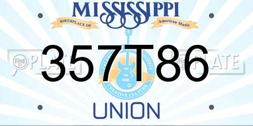 357T86 Mississippi License Plate