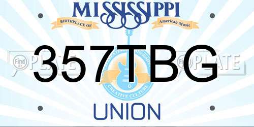 357TBG Mississippi License Plate