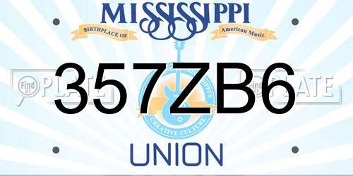 357ZB6 Mississippi License Plate