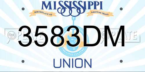 3583DM Mississippi License Plate