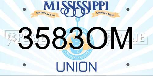 3583OM Mississippi License Plate