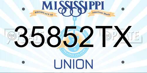 35852TX Mississippi License Plate