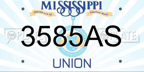 3585AS Mississippi License Plate