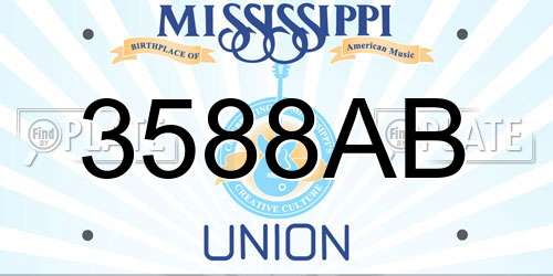 3588AB Mississippi License Plate