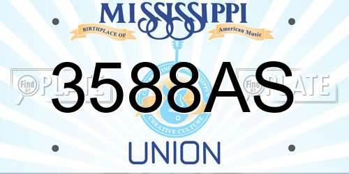 3588AS Mississippi License Plate