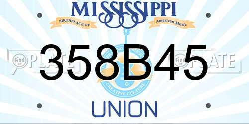 358B45 Mississippi License Plate