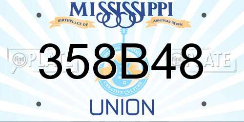 358B48 Mississippi License Plate