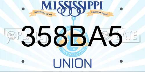 358BA5 Mississippi License Plate