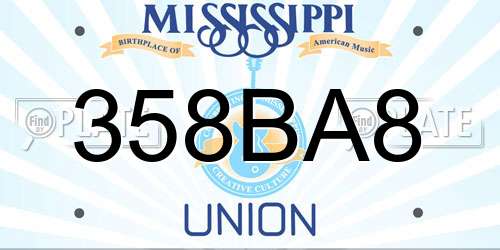 358BA8 Mississippi License Plate
