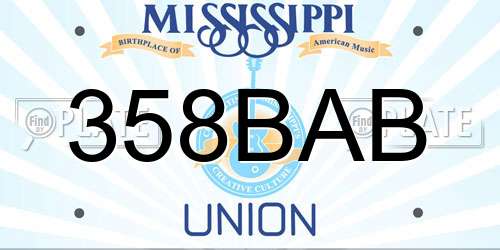 358BAB Mississippi License Plate