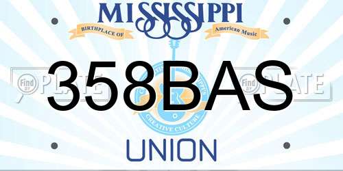 358BAS Mississippi License Plate