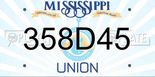 358D45 Mississippi License Plate