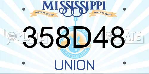 358D48 Mississippi License Plate