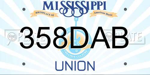 358DAB Mississippi License Plate