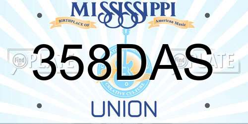 358DAS Mississippi License Plate
