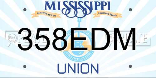 358EDM Mississippi License Plate