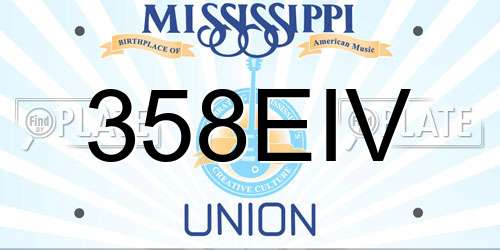 358EIV Mississippi License Plate