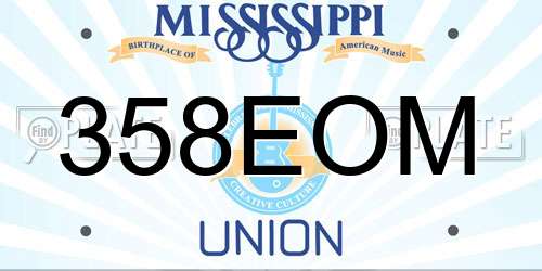 358EOM Mississippi License Plate