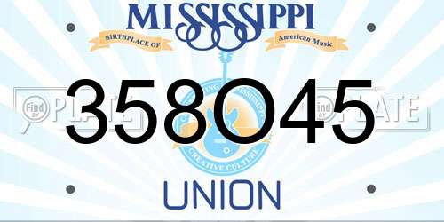 358O45 Mississippi License Plate