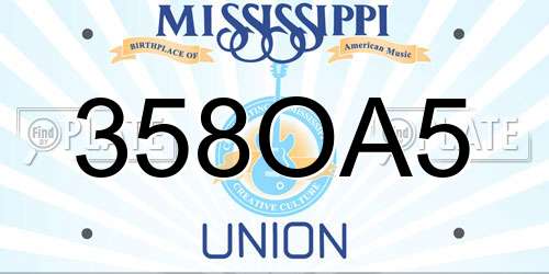 358OA5 Mississippi License Plate