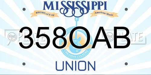 358OAB Mississippi License Plate