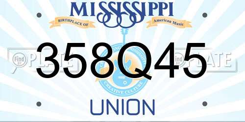 358Q45 Mississippi License Plate