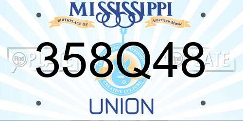 358Q48 Mississippi License Plate