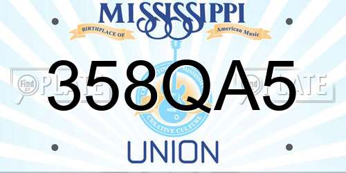 358QA5 Mississippi License Plate