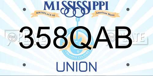 358QAB Mississippi License Plate