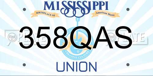 358QAS Mississippi License Plate
