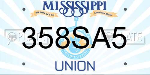 358SA5 Mississippi License Plate
