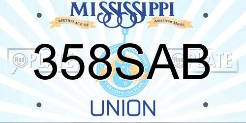358SAB Mississippi License Plate