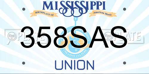 358SAS Mississippi License Plate