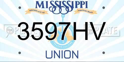 3597HV Mississippi License Plate