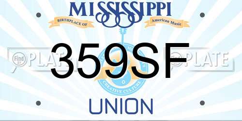 359SF Mississippi License Plate