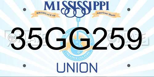35GG259 Mississippi License Plate
