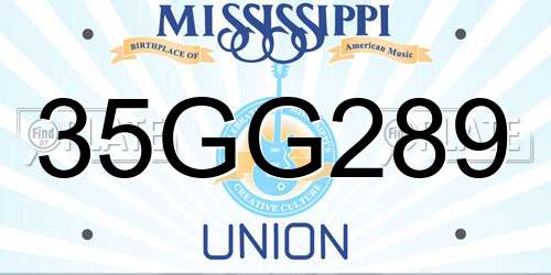 35GG289 Mississippi License Plate