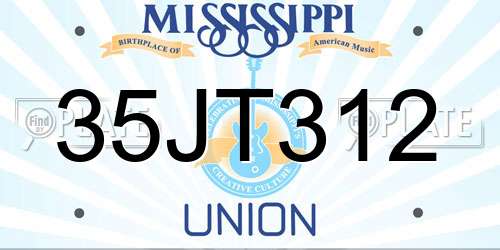 35JT312 Mississippi License Plate