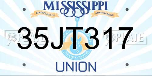 35JT317 Mississippi License Plate