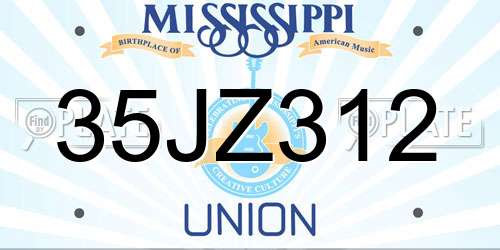 35JZ312 Mississippi License Plate