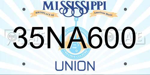 35NA600 Mississippi License Plate