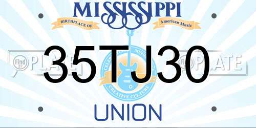 35TJ30 Mississippi License Plate
