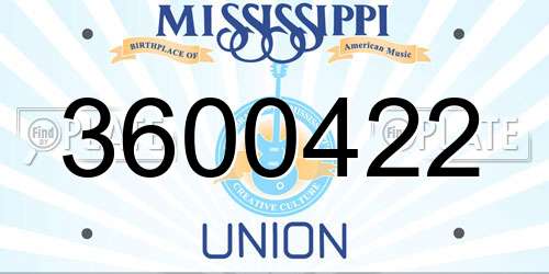 3600422 Mississippi License Plate