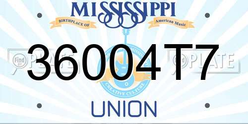 36004T7 Mississippi License Plate