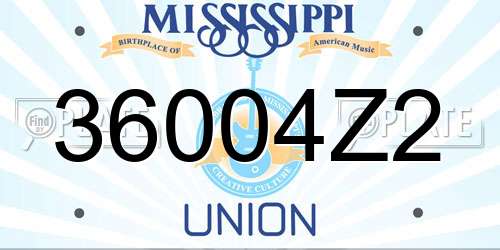 36004Z2 Mississippi License Plate