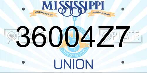 36004Z7 Mississippi License Plate