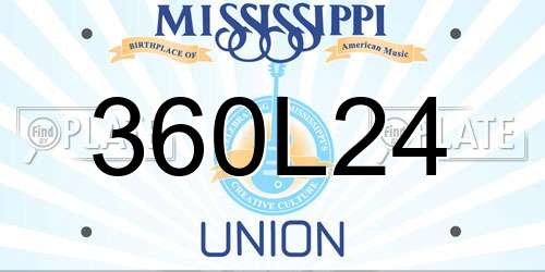 360L24 Mississippi License Plate
