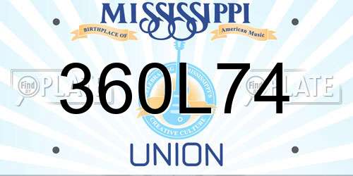 360L74 Mississippi License Plate