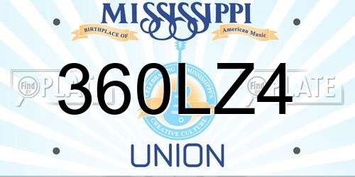 360LZ4 Mississippi License Plate
