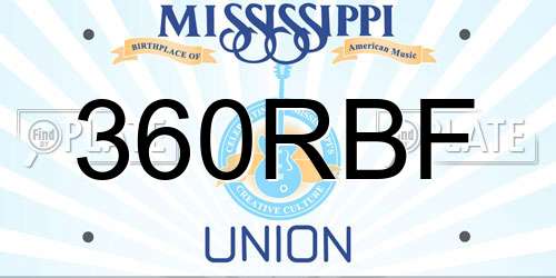 360RBF Mississippi License Plate